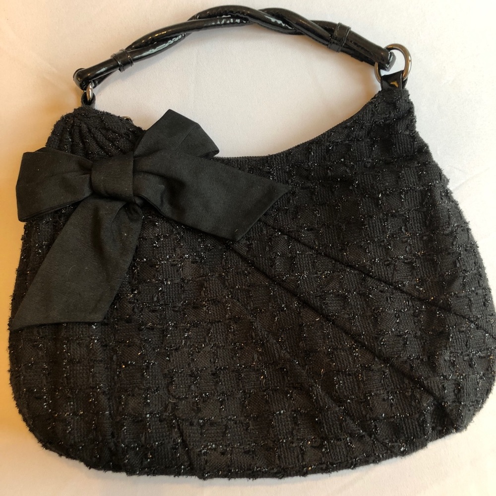 White House Black Market Black Tweed Hobo Bag